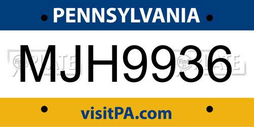 MJH9936 Pennsylvania License Plate