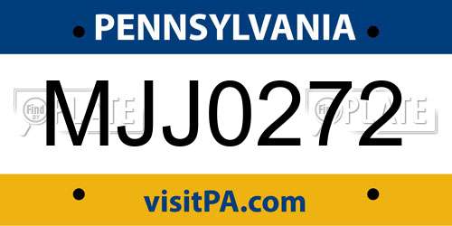 MJJ0272 Pennsylvania License Plate