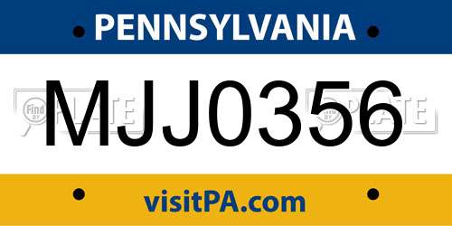 MJJ0356 Pennsylvania License Plate