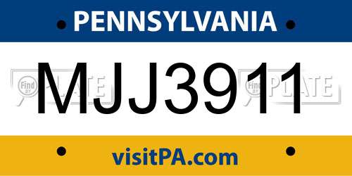 MJJ3911 Pennsylvania License Plate