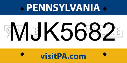 MJK5682 Pennsylvania License Plate