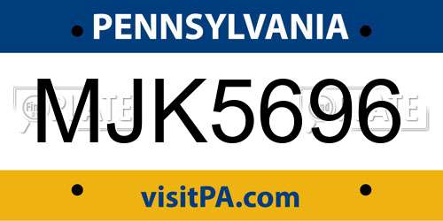 MJK5696 Pennsylvania License Plate
