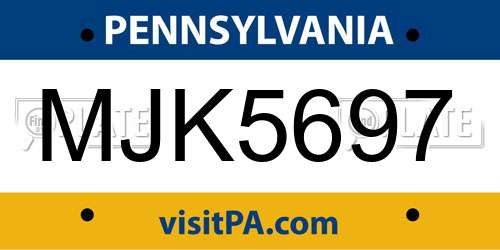 MJK5697 Pennsylvania License Plate