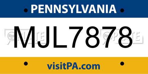 MJL7878 Pennsylvania License Plate