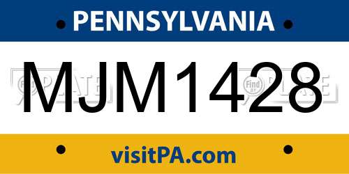 MJM1428 Pennsylvania License Plate