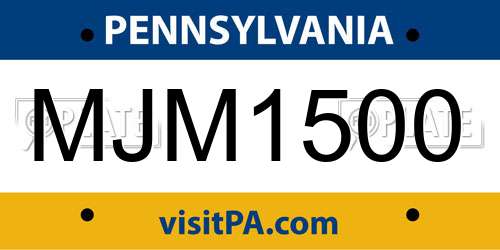 MJM1500 Pennsylvania License Plate