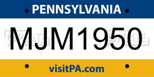 MJM1950 Pennsylvania License Plate
