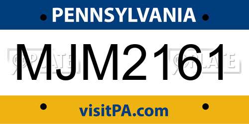 MJM2161 Pennsylvania License Plate
