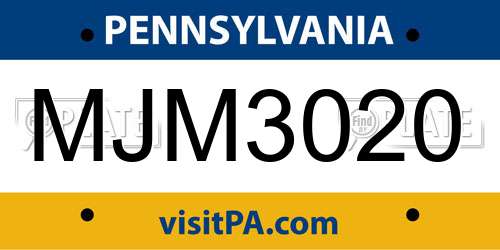 MJM3020 Pennsylvania License Plate