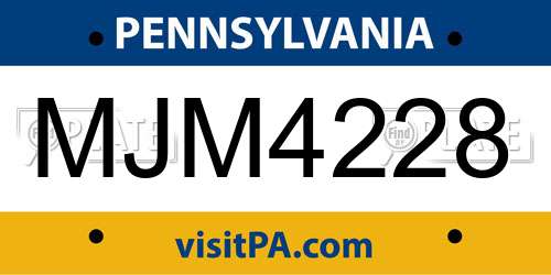 MJM4228 Pennsylvania License Plate