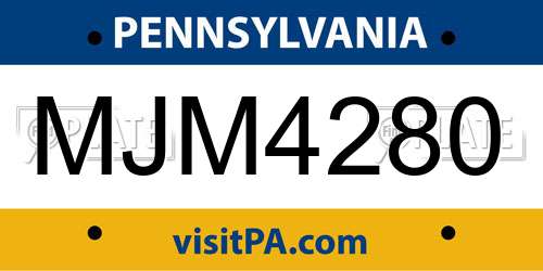 MJM4280 Pennsylvania License Plate