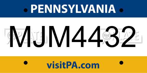 MJM4432 Pennsylvania License Plate