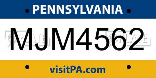 MJM4562 Pennsylvania License Plate