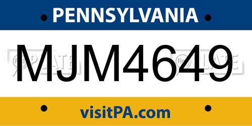 MJM4649 Pennsylvania License Plate