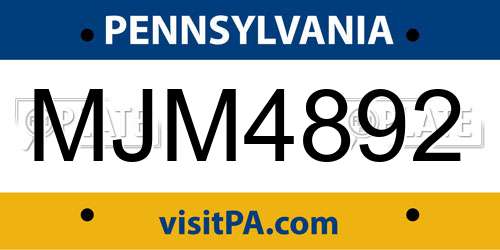 MJM4892 Pennsylvania License Plate