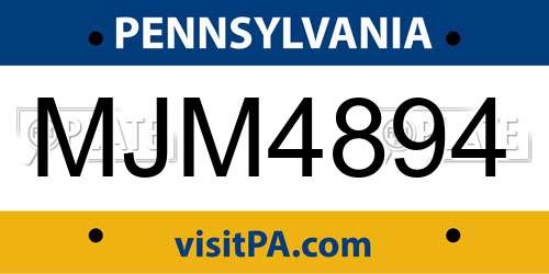 MJM4894 Pennsylvania License Plate