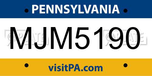 MJM5190 Pennsylvania License Plate