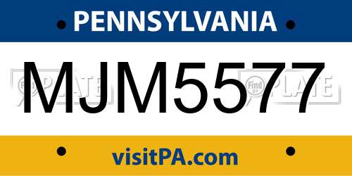 MJM5577 Pennsylvania License Plate
