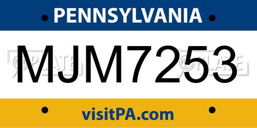MJM7253 Pennsylvania License Plate