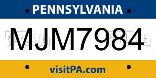 MJM7984 Pennsylvania License Plate