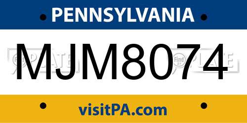 MJM8074 Pennsylvania License Plate