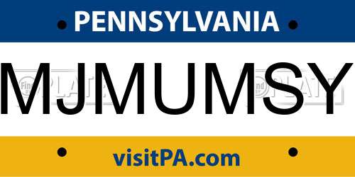 MJMUMSY Pennsylvania License Plate