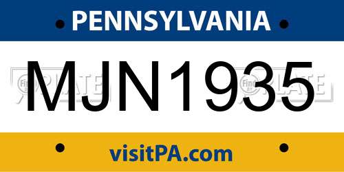 MJN1935 Pennsylvania License Plate