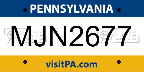 MJN2677 Pennsylvania License Plate