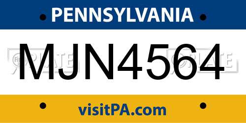 MJN4564 Pennsylvania License Plate