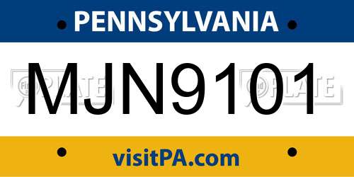 MJN9101 Pennsylvania License Plate