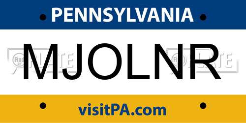 MJOLNR Pennsylvania License Plate