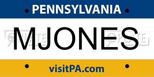 MJONES Pennsylvania License Plate