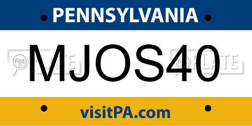 MJOS40 Pennsylvania License Plate