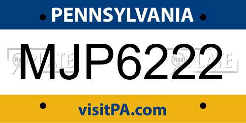 MJP6222 Pennsylvania License Plate