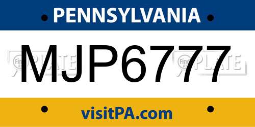 MJP6777 Pennsylvania License Plate