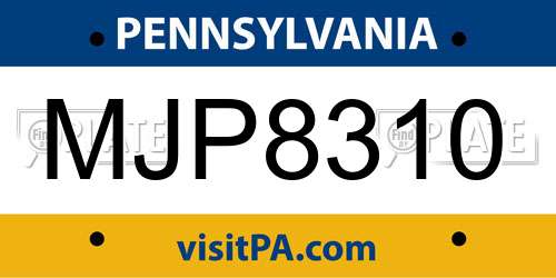 MJP8310 Pennsylvania License Plate