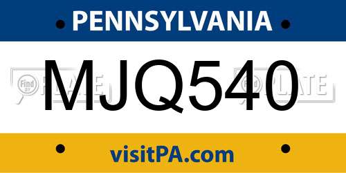 MJQ540 Pennsylvania License Plate