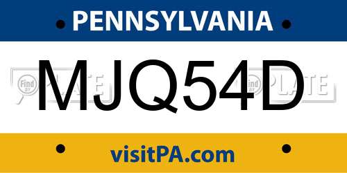 MJQ54D Pennsylvania License Plate
