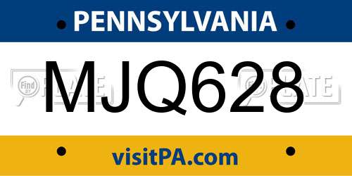 MJQ628 Pennsylvania License Plate