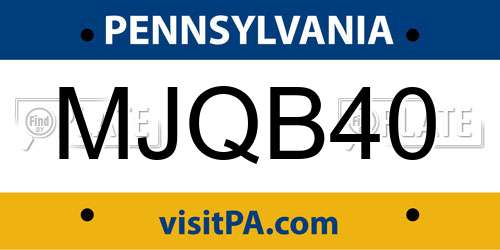 MJQB40 Pennsylvania License Plate
