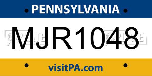 MJR1048 Pennsylvania License Plate