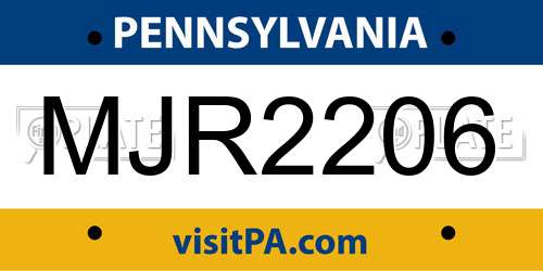 MJR2206 Pennsylvania License Plate