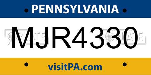MJR4330 Pennsylvania License Plate