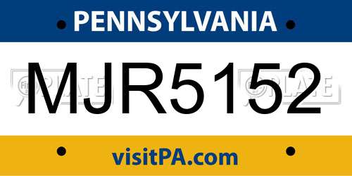 MJR5152 Pennsylvania License Plate