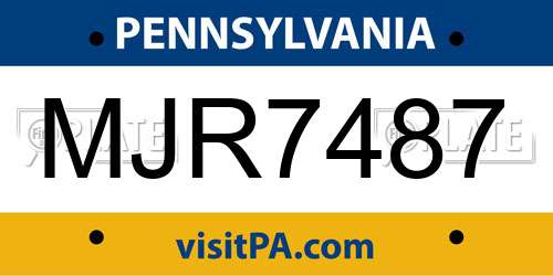 MJR7487 Pennsylvania License Plate