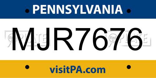 MJR7676 Pennsylvania License Plate
