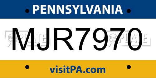 MJR7970 Pennsylvania License Plate