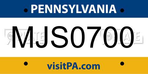 MJS0700 Pennsylvania License Plate