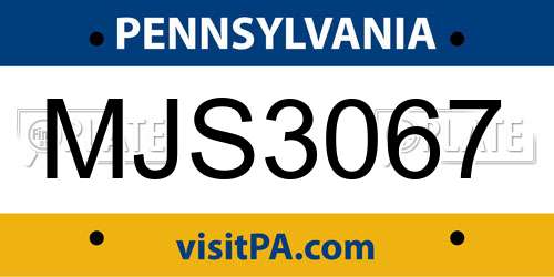 MJS3067 Pennsylvania License Plate