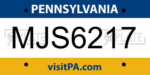 MJS6217 Pennsylvania License Plate
